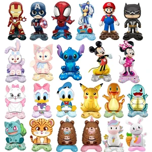 New Cute Cartoon Base Balloon Stitch Mario Sonic Spiderman Animal Aluminum Foil Balloons for Happy Birthday Party Decoration