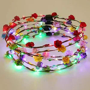 Crazy Happy Foam Led Flower Wreath Headband with 10 LEDs Luminous for Girls Women Wedding Christmas Festival Holiday