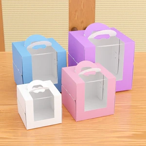 Birthday cake box, handheld cake packaging box, transparent window cake dessert packaging box