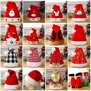 Hot Sale Christmas Decoration Cartoon Santa Hats With Lights Red Non-Woven Christmas Hat Christmas Gifts Caps
