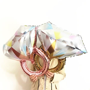 Bachelorette Party Gold Rose Gold Diamond Ring Foil Balloons for Wedding Bridal Shower Engagement Party Supplies