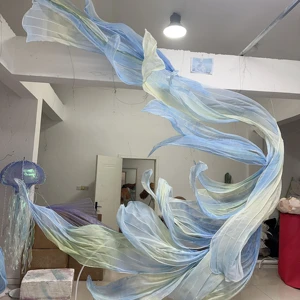Q175 New Organza Streamer Even Design Decoration the Shape of Wind Wedding Ceiling Decoration Custom Size Shopping Mall Decor