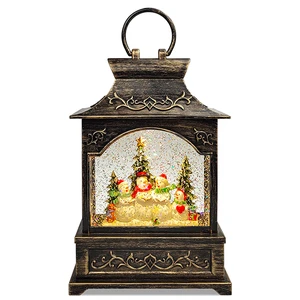 New Arrival Bronze Christmas Lamp Brown Acrylic Snow Globe with Shiny Light Romantic Christmas Decoration Wreath
