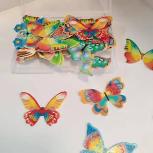 Pearlized Gradient Solid Butterfly Rice Paper Wafer Paper 3D Edible butterfly in Box for Baking Cake Decoration and Cupcake Top