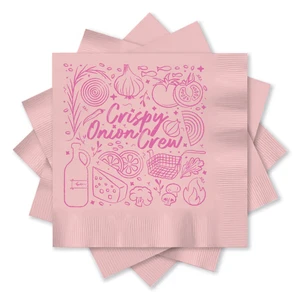 Customized Party Paper Full Color Printed Design Pink Wedding Cocktail Paper Napkin