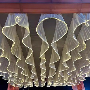 Wedding Party Decorative Wedding S Shape Hanging Curtain Ceiling Decoration Drapery With Led Strips Props