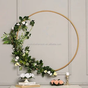 Floral Hoop Wreath Macrame Gold Metal Ring 12 Inches for Christmas New Year Wedding Decoration