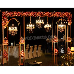 Gorgeous Wedding Metal Arches for Entrance Decoration Wedding Magical Entrance Walkway Decoration New Design Golden Arch Panels