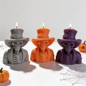 Halloween Decor Skeleton Silicone Mold Zombie Soy Wax Candle Mold Skull Resin Plaster Mould for Haunted House Prop Decor Gift
