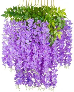 Wisteria Garland Artificial Wisteria Vines Purple Silk Flowers Wedding Arch Decor Home Garden Party Decorations Hanging Flowers