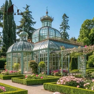 Luxury Outdoor Garden Large Castle Design Wrought Iron Gazebo Wedding Venues Glass Sunroom Orangeries Greenhouse