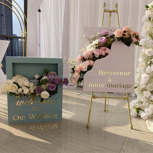 NIKA Customized Wedding Decoration Floral Sign Blue and White Acrylic Box Flower Wedding Welcome Sign for Event