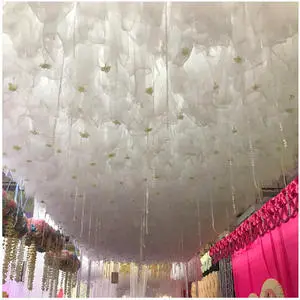 Customizable Luxury Cloud Shaped Wedding Backdrop Ceiling Drapery Handmade Soft Chiffon Tulle Hanging Curtain for Event Decor