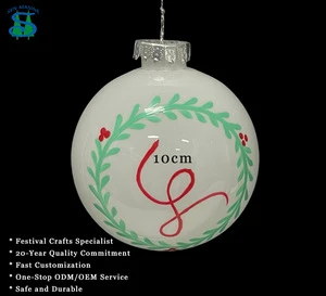 Wholesale Decorative Hanging Customized Christmas Tree 8cm 10cm White Ornaments Ball Bauble with Printed logo for Holiday