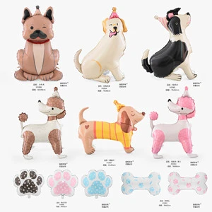 Wholesale Manni Child Pet Dog Polyester Cartoon Animal Dog Paw Print Bone Birthday Party Balloon Decoration Baby Toy