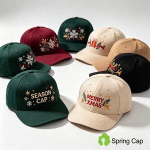 Factory Direct Low Minimum Christmas Cap With Stitched Logo Premium Cotton Twill Hat With Merry Christmas Embroidery For Gift