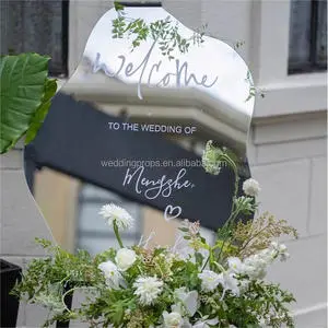 Custom Silver Mirror Acrylic Wedding Welcome Sign Wedding Signage Reception Decor for Wedding