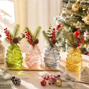 New Christmas Pinecone Glass Vase - Holiday Home Decor, Wedding Table Vase, Premium Living Room And Dining Table Decoration