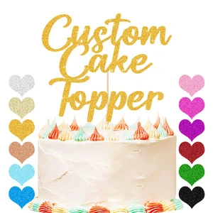 Personalized Paper Cake Decorating Supplies Custom Cake Topper for New Year Birthday Christmas Graduation Baby Shower Parties