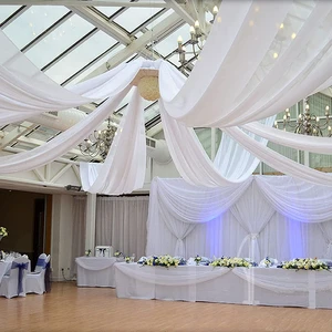 White Wedding Ceiling Draping Fabric on Luxury Curtains Wedding Decoration for Wedding