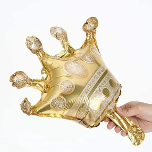 6pcs Small Gold Crown Balloons Birthday Party Atmosphere Decoration Aluminum Film Balloon Decor