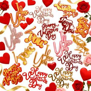 Instagram-Style Valentine's Day Tanabata & Wedding Heart Shape Double-Layer Cake Plug-In Decoration Happy Valentine's Day Text
