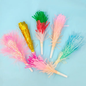 Iridescent Light Blue Tassel Blowouts-Holographic Noisemakers for Mermaid Wonderland Themed Graduation Parties Durable Plastic