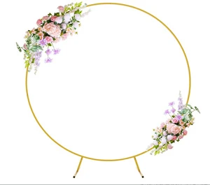 Gold White Round Metal Arch Frame Wedding Arch Backdrop with Unicorn Theme