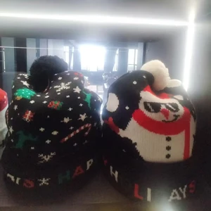 Wholesale Christmas Beanie Knit Hats Custom Warm Acrylic Winter Image Style Sublimation Transfer Print Beach Unisex Adults