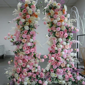 Flared Arch With Rose Flower Arrangement Wedding Background Stage Flower Stand Table Ornament Ball Window Display