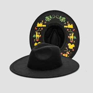 Stylish Christmas-Themed Wide Brim Hat for Western Look with Seasonal Holiday Designs