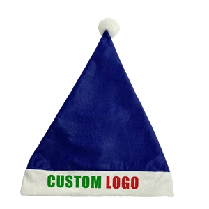 Custom Printed Christmas Santa Hat in Crushed Velour Sherpa Trim for Promotional Occasions