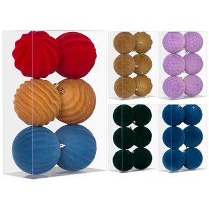 Festive Luxury Velvet Christmas Balls Decorations ,6PCS,10CM,Set Premium Velvet Tree Pendant Ornaments for Christmas Crafts