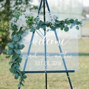 UV Printing Welcome Board Decor Backdrop Events Birthday Party Supplies White Acrylic Wedding Sign Boards