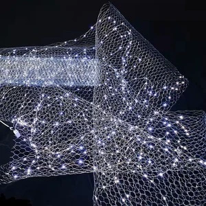 Creative DIY Wedding Props Event Stage Ceiling Fairy Light Full Starry Sky Led Fishing Net Mesh Lighting Decoration Lights