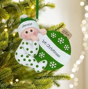 Personalized High Quality Souvenirs Novice Parents Creative Babies Holding Balloons Snowflakes Playing Resin Hanging Waterproof