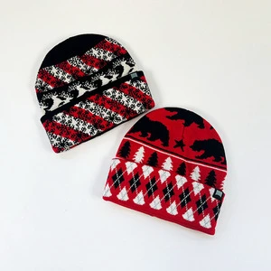 OEM Christmas Knit Beanie Jacquard Beanie Warm Pompom Hat