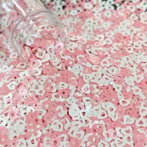Large Stock Pink White Hollow Heart Sequins | Wholesale Customizable for Craft DIY, Gift Suppliers & Embroidery Factories