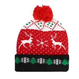 Wholesale New Trendy Winter Knitting Santa Hat High Quality Led Christmas Knitted Beanies Hats