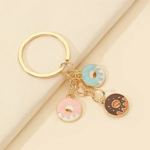 New Hot Creative Durable Enamel Acrylic Zinc Alloy Keychain Wholesale Craft Donut Dessert Bag Charm Pendant Custom LOGO Keyring