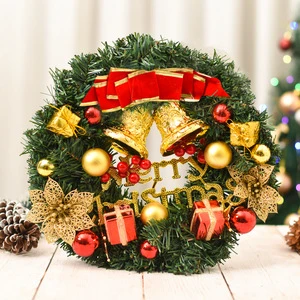 Customized corona De Navidad Noel White Snowy Xmas Wreath Round Gold Red Christmas Tree Wreath Christmas Garlands & Wreaths