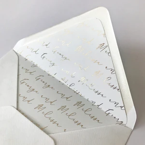 Custom Gold Foil Wedding Envelope Liners | Minimalist Personalized Bride & Groom Name Inserts