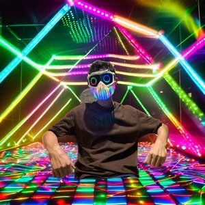 Halloween New LED Light-Up Mask Helmet Luminous DJ Costume Hat Stage Performance New Style Adults Cosplay Character Style
