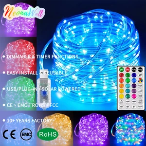 Neonawall 100LED Rope Lights Color Changing with Remote LED String Lights for Indoor Bedroom Party Wedding Holiday Decorations