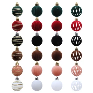 New Style Flocked Festival Circle Christmas Tree Ornament Balls Hanging Decorations for Shopping Mall Window Display