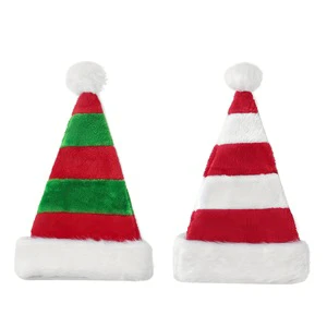 Christmas Red Green White Hat Plush Stripes Spliced Christmas Hat High-end Decorative Gifts