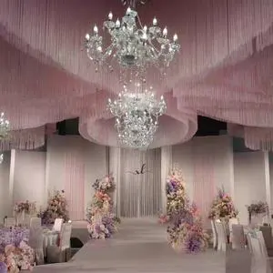 Vintage Modern New Arrival Romantic Wedding Backdrop Ceiling Glitter Tassel Customizable Color Size Elegant Wedding Event