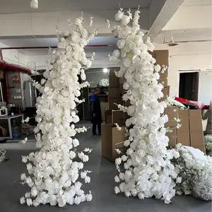 Wedding Arch Flowers Artificial Horn Flower Arch Backdrop Silk Rose Flower Arch Arrangement Decoration