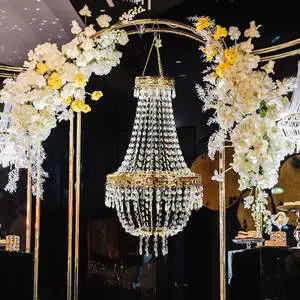 Elegant Vintage Classic Professional Wedding Decoration Metal Crystal Bead Chandelier Ceiling Light High Quality Warm White