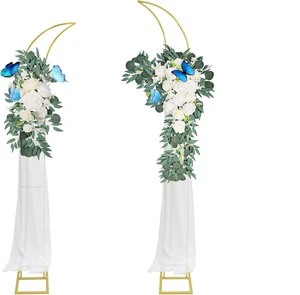 Metal Arch Stands, Gold Curved Wedding Arch (6.85ft/6.5ft), Half Moon Wedding Arch Frames for Ceremony, Baby Shower